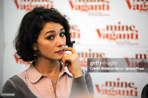 Italian actress Nicole Grimaudo during the press conference for the film "Mine Vaganti" at AGIS center on March 4, 2010 in Bologna, Italy.