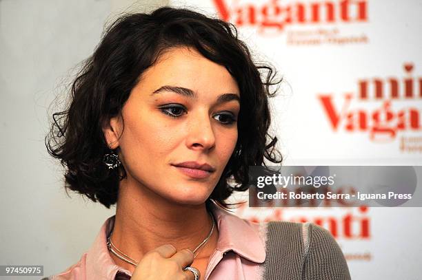 Italian actress Nicole Grimaudo during the press conference for the film "Mine Vaganti" at AGIS center on March 4, 2010 in Bologna, Italy.