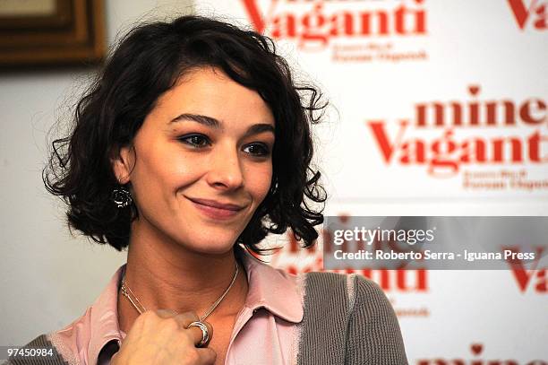 Italian actress Nicole Grimaudo during the press conference for the film "Mine Vaganti" at AGIS center on March 4, 2010 in Bologna, Italy.