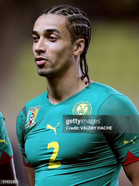 Cameroon's Benoit Assou Ekotto poses before the friendly football match Italy vs Cameroon, on March 03, 2010 at Louis II stadium in Monaco. AFP PHOTO...
