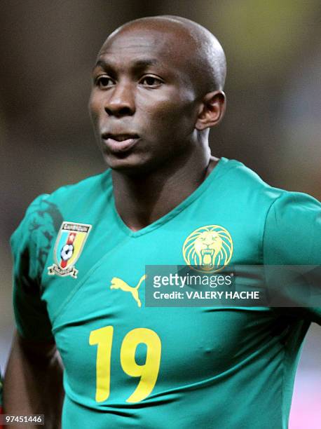 Cameroon's Stephane Mbia poses before the friendly football match Italy vs Cameroon, on March 03, 2010 at Louis II stadium in Monaco. AFP PHOTO...