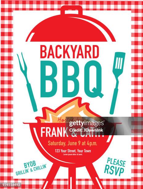 bbq invitation design template - bbq invite stock illustrations