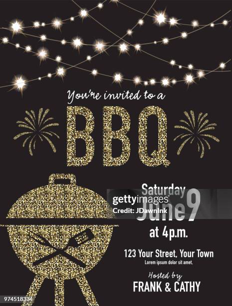 bbq invitation design template - twinkle lights stock illustrations