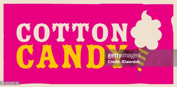 cute cotton candy sign - cotton candy stock illustrations