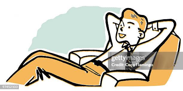 a businessman relaxing in a lounge chair - tiziano vecellio stock-grafiken, -clipart, -cartoons und -symbole