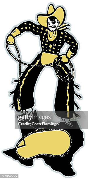 a cartoon style drawing of a cowboy - coco brown stock illustrations