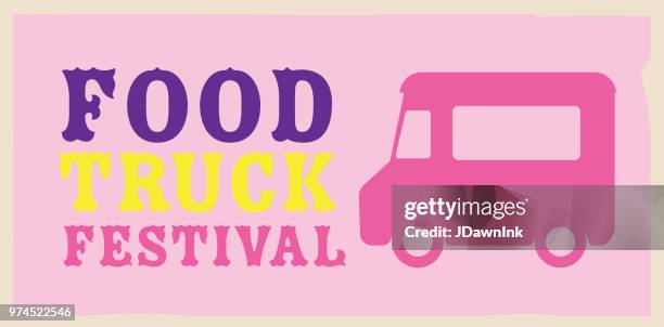 colorful food truck festival emblem design template - food truck stock illustrations
