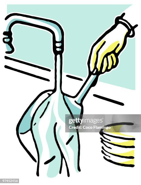 washing pots and pans - kitchen sink stock illustrations