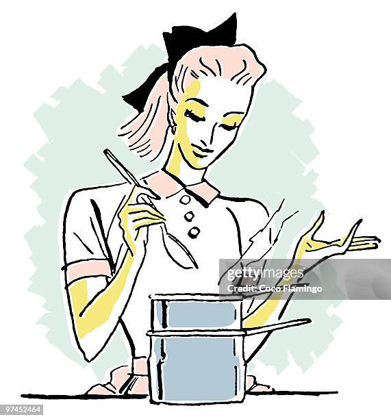 a pop art style portrait of a chef - tiziano vecellio stock-grafiken, -clipart, -cartoons und -symbole