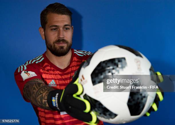 Kristoffer Nordfeldt of Sweden poses for a photograph during the official FIFA World Cup 2018 portrait session at on June 13, 2018 in Gelendzhik,...