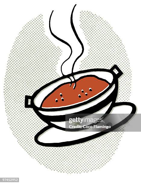a hot bowl of soup - soup bowl illustration stock illustrations