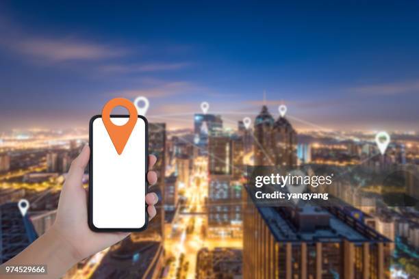 network gps navigation modern city future technology - marcar el número de identificación personal fotografías e imágenes de stock