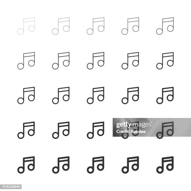 musical note icons - multi line series - easy listening music stock illustrations