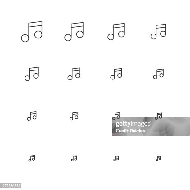 musical note icons - multi scale line series - easy listening music stock illustrations