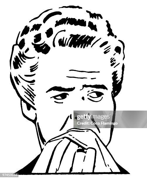 a black and white version of a vintage style portrait of a woman - carrying in mouth stock illustrations