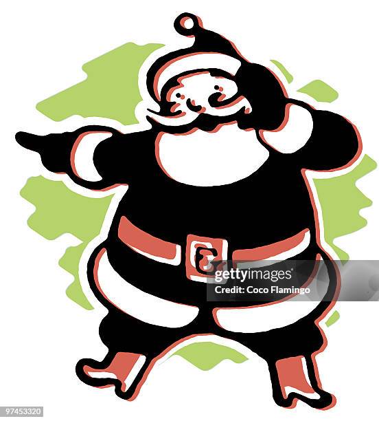 stockillustraties, clipart, cartoons en iconen met a black and white version of a christmas inspired santa illustration - black christmas