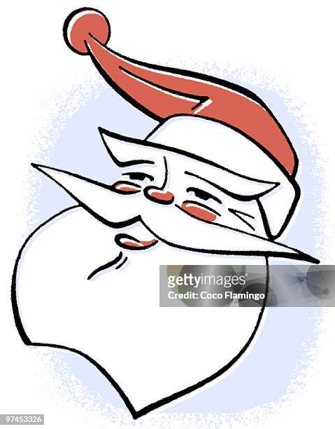 stockillustraties, clipart, cartoons en iconen met a black and white version of a christmas inspired santa illustration - black christmas