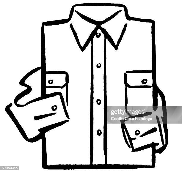 a black and white version of a folded business shirt - black shirt folded stock illustrations