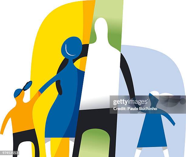 an abstract illustration of a family - buchinho stock-grafiken, -clipart, -cartoons und -symbole