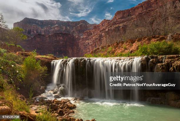 havasu waterfall, havasu canyon, arizona, usa - havasu falls stockfoto's en -beelden