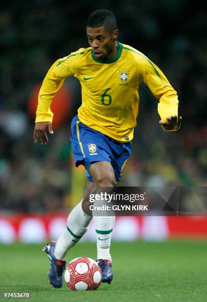 Brazil's defender Michel Bastos is pictured during their International friendly football match against Republic of Ireland at the Emirates Stadium in...