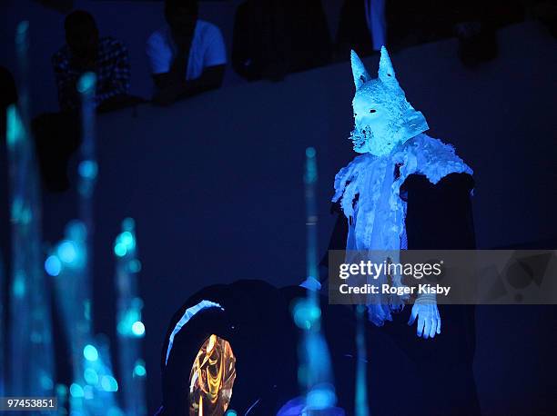 Animal Collective performs onstage at the Solomon R. Guggenheim Museum on March 4, 2010 in New York City.