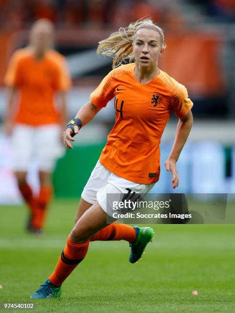 Jackie Groenen of Holland Women during the World Cup Qualifier Women match between Holland v Slovakia at the Abe Lenstra Stadium on June 12, 2018 in...