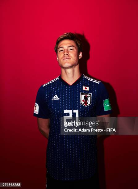 Gotoku Sakai of Japan poses for a portrait during the official FIFA World Cup 2018 portrait session at the FC Rubin Training Grounds on June 14, 2018...