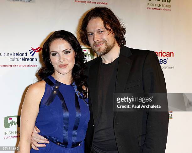 Actress Sonya Macari & musician Colin Devlin arrive at the 5th Annual "Oscar Wilde: Honoring The Irish In Film" Pre-Academy Awards Gal at The...