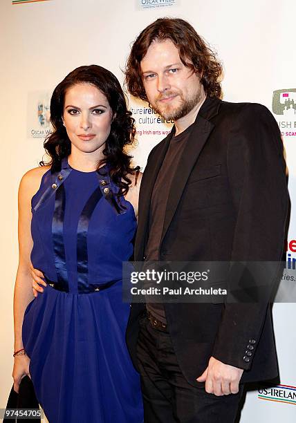 Actress Sonya Macari & musician Colin Devlin arrive at the 5th Annual "Oscar Wilde: Honoring The Irish In Film" Pre-Academy Awards Gal at The...