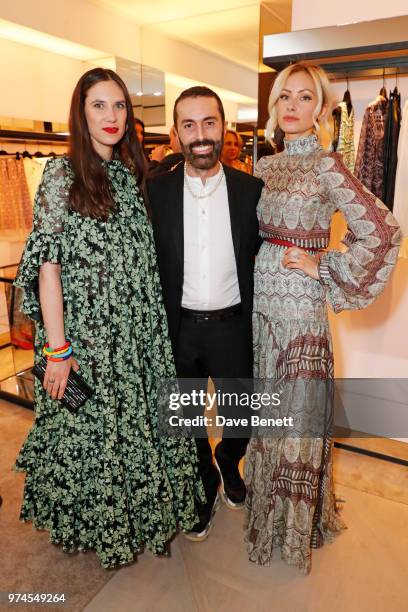 Tatiana Santo Domingo, Giambattista Valli and Camilla al-Fayed attend the Giambattista Valli London store opening on Sloane Street on June 14, 2018...