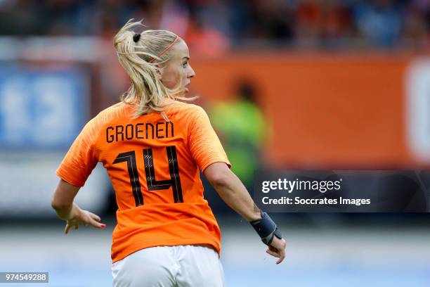 Jackie Groenen of Holland Women during the World Cup Qualifier Women match between Holland v Slovakia at the Abe Lenstra Stadium on June 12, 2018 in...