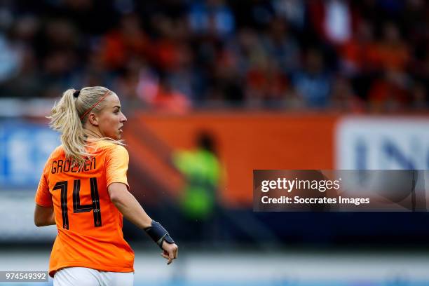 Jackie Groenen of Holland Women during the World Cup Qualifier Women match between Holland v Slovakia at the Abe Lenstra Stadium on June 12, 2018 in...