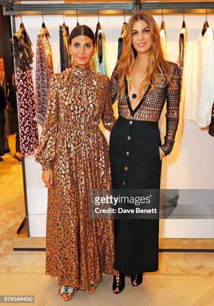Giovanna Battaglia Engelbert and Bianca Brandolini d'Adda attend the Giambattista Valli London store opening on Sloane Street on June 14, 2018 in...