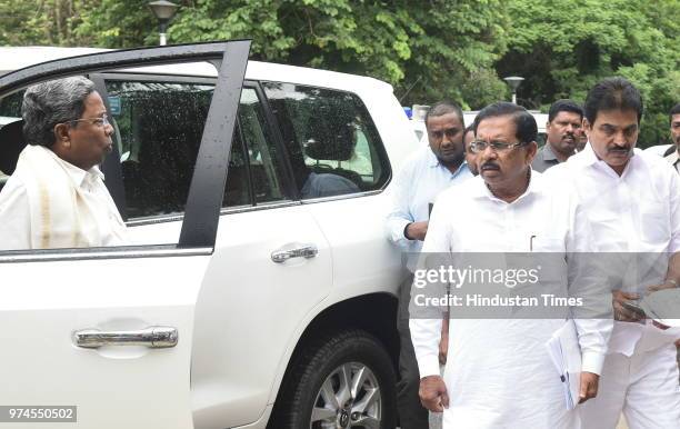 Former Chief Minister of Karnataka and Chairman Co-ordination Committee, Siddaramaiah with the Deputy Chief Minister of Karnataka Parmeshwara and...