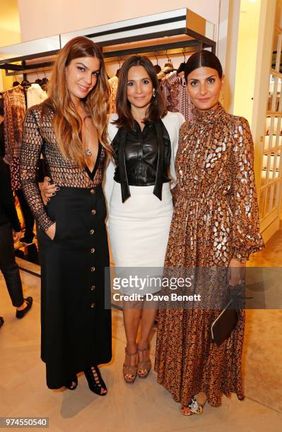 Bianca Brandolini d'Adda, Astrid Munoz and Giovanna Battaglia Engelbert attend the Giambattista Valli London store opening on Sloane Street on June...
