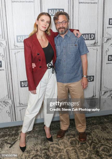 Betty Gilpin and Marc Maron visit Build Series to discuss "GLOW" at Build Studio on June 14, 2018 in New York City.