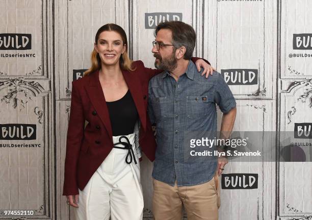 Betty Gilpin and Marc Maron visit Build Series to promote "GLOW" at Build Studio on June 14, 2018 in New York City.