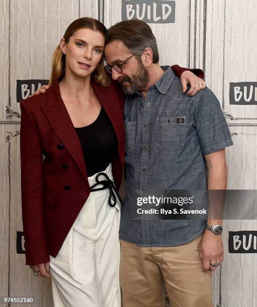 Betty Gilpin and Marc Maron visit Build Series to promote "GLOW" at Build Studio on June 14, 2018 in New York City.