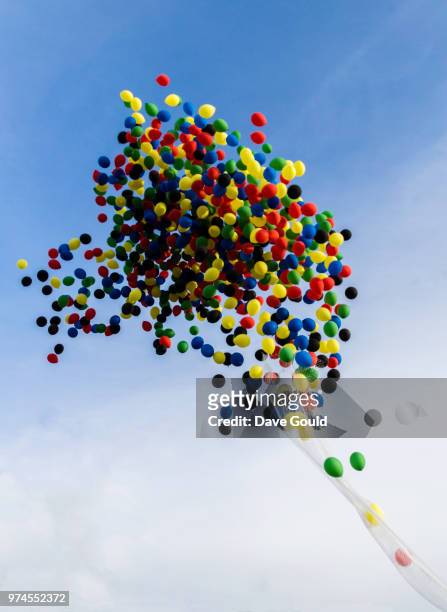 lots of balloons flying into the sky, basildon, essex, england, uk - basildon bildbanksfoton och bilder