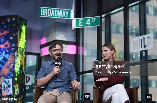 Marc Maron and Betty Gilpin visit Build Series to promote "GLOW" at Build Studio on June 14, 2018 in New York City.