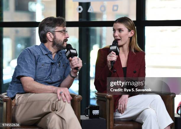 Marc Maron and Betty Gilpin visit Build Series to promote "GLOW" at Build Studio on June 14, 2018 in New York City.