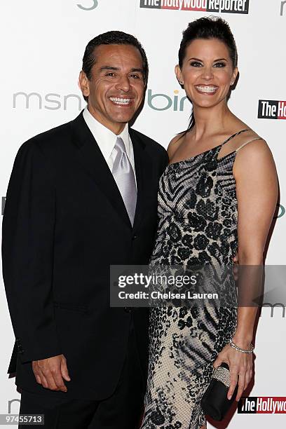 Los Angeles Mayor Antonio Villaraigosa and girlfriend Lu Parker arrive at The Hollywood Reporter Reception Honoring Oscar Nominees at The Getty House...