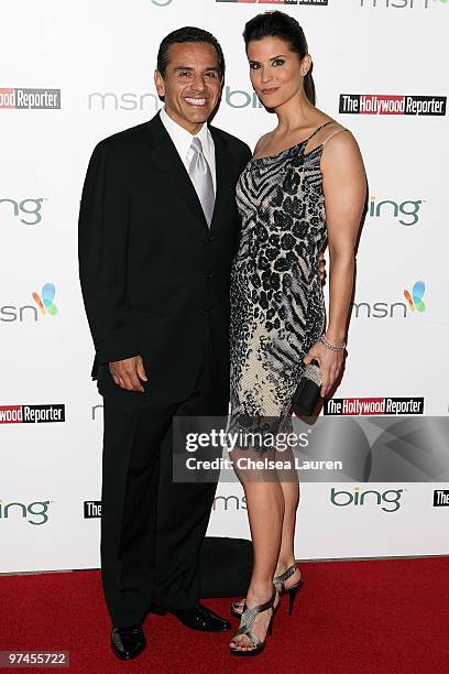 Los Angeles Mayor Antonio Villaraigosa and girlfriend Lu Parker arrive at The Hollywood Reporter Reception Honoring Oscar Nominees at The Getty House...