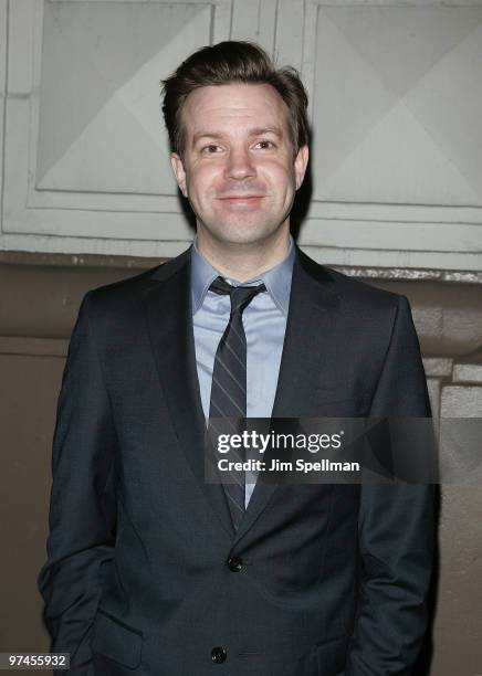 Jason Sudeikis attends the opening night of "A Behanding In Spokane" on Broadway at the Gerald Schoenfeld Theatre on March 4, 2010 in New York City.