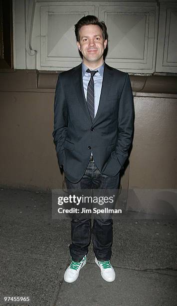 Jason Sudeikis attends the opening night of "A Behanding In Spokane" on Broadway at the Gerald Schoenfeld Theatre on March 4, 2010 in New York City.