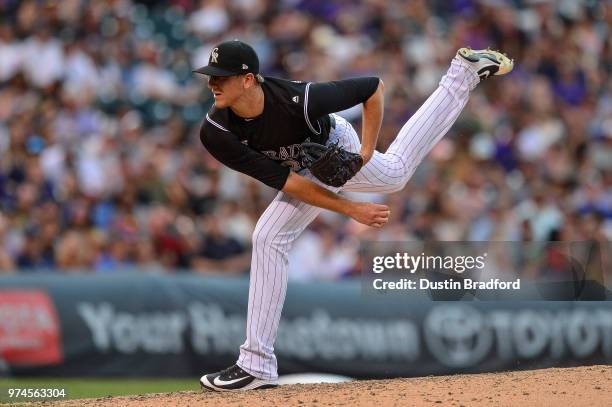 Jeff Hoffman of the Colorado Rockies pitches against the Arizona Diamondbacks at Coors Field on June 9, 2018 in Denver, Colorado.