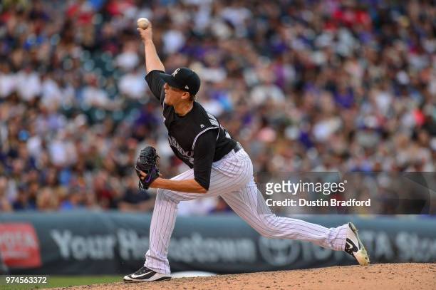 Jeff Hoffman of the Colorado Rockies pitches against the Arizona Diamondbacks at Coors Field on June 9, 2018 in Denver, Colorado.