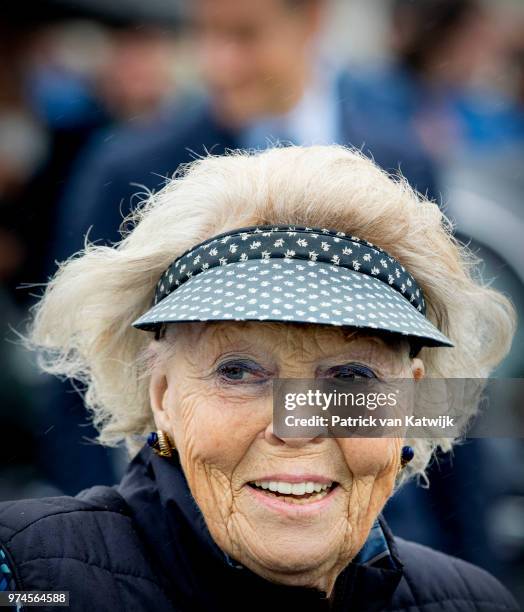 Princess Beatrix of The Netherlands attends a celebration for the 100th anniversary of the Zuiderzeewet on June 14, 2018 in Lelystad, Netherlands....