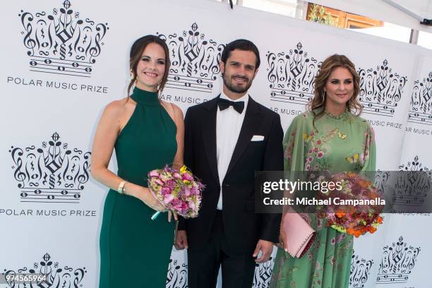 Prince Carl Phillip of Sweden, Princess Sofia of Sweden, and Princess Madeliene of Sweden attend the 2018 Polar Music Prize award ceremony at the...